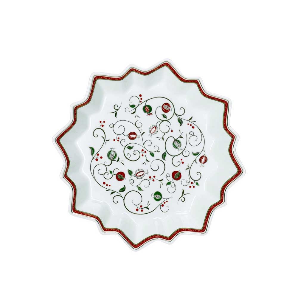 BRANDANI Tempo di Festa Vassoietto a Stella Natalizio 20,5cm Porcellana