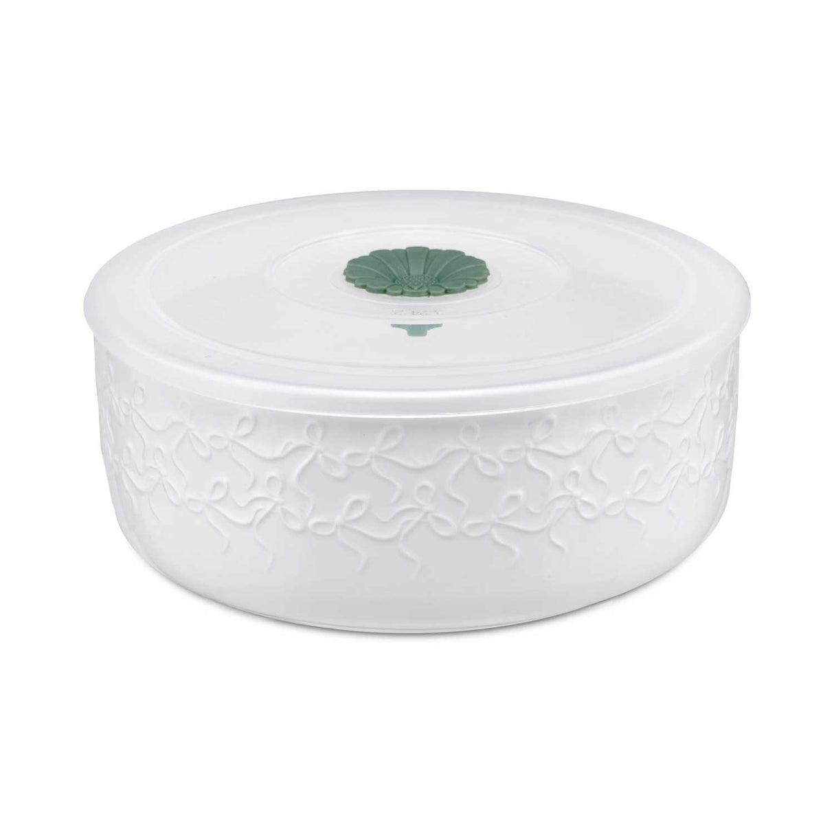 LA PORCELLANA BIANCA Intavola Contenitore Ermetico Porta Pranzo Fiocchi in Porcellana 15cm Bianco