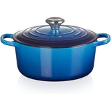 LE CREUSET Cocotte Rotonda Evolution 24cm Azure Blu Ghisa Vetrificata