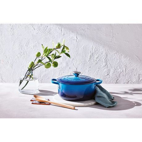 LE CREUSET Cocotte Rotonda Evolution 24cm Azure Blu Ghisa Vetrificata