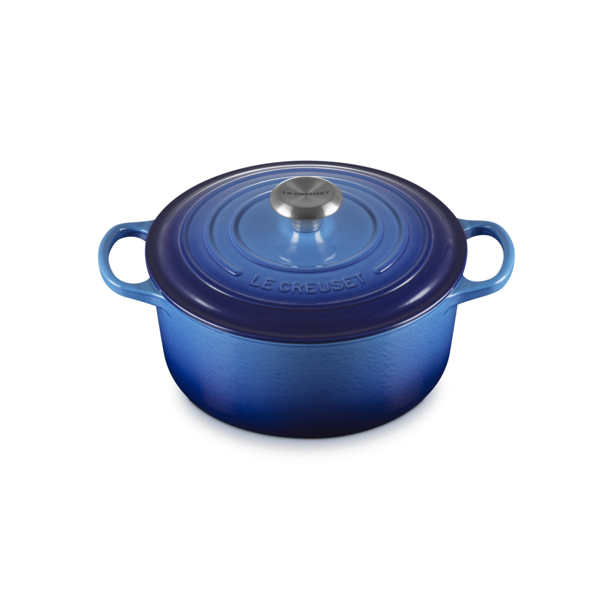 LE CREUSET Cocotte Rotonda Evolution 24cm Azure Blu Ghisa Vetrificata