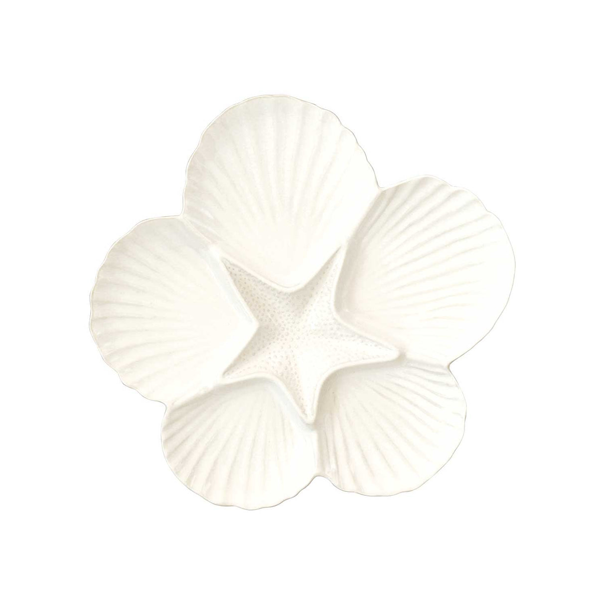 Antipastiera Coquillages Easy Life in porcellana bianca a forma di conchiglia