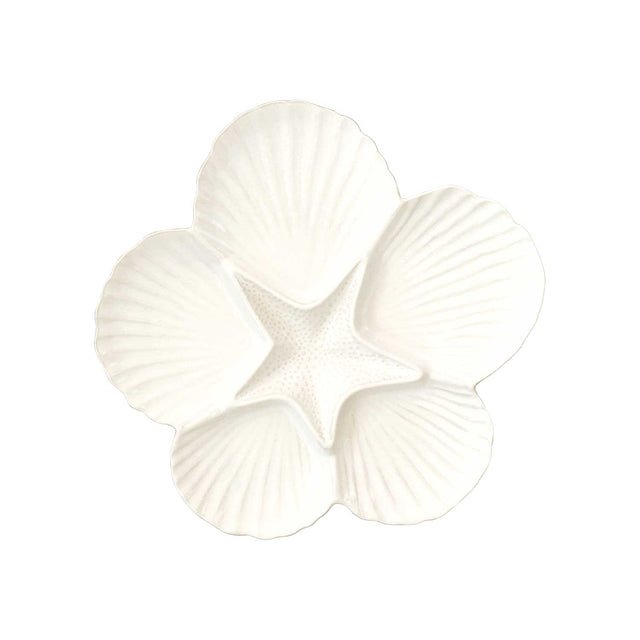 Antipastiera Coquillages Easy Life in porcellana bianca a forma di conchiglia