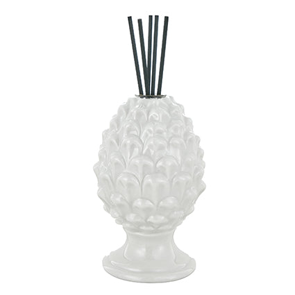 MONTEMAGGI Pigna Bianca Profumatore con Stecchini per Essenze 14cm Ceramica