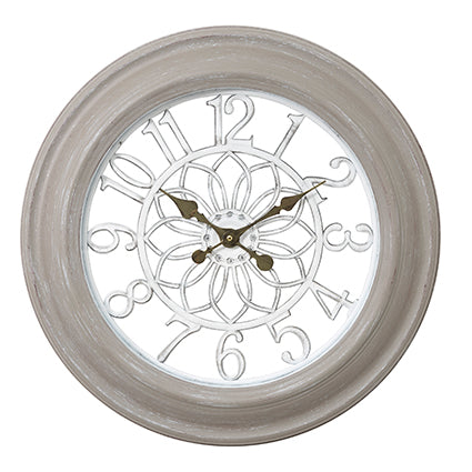 MONTEMAGGI Orologio Da Parete Numeri Bianco Wash Cornice Grigia 58cm