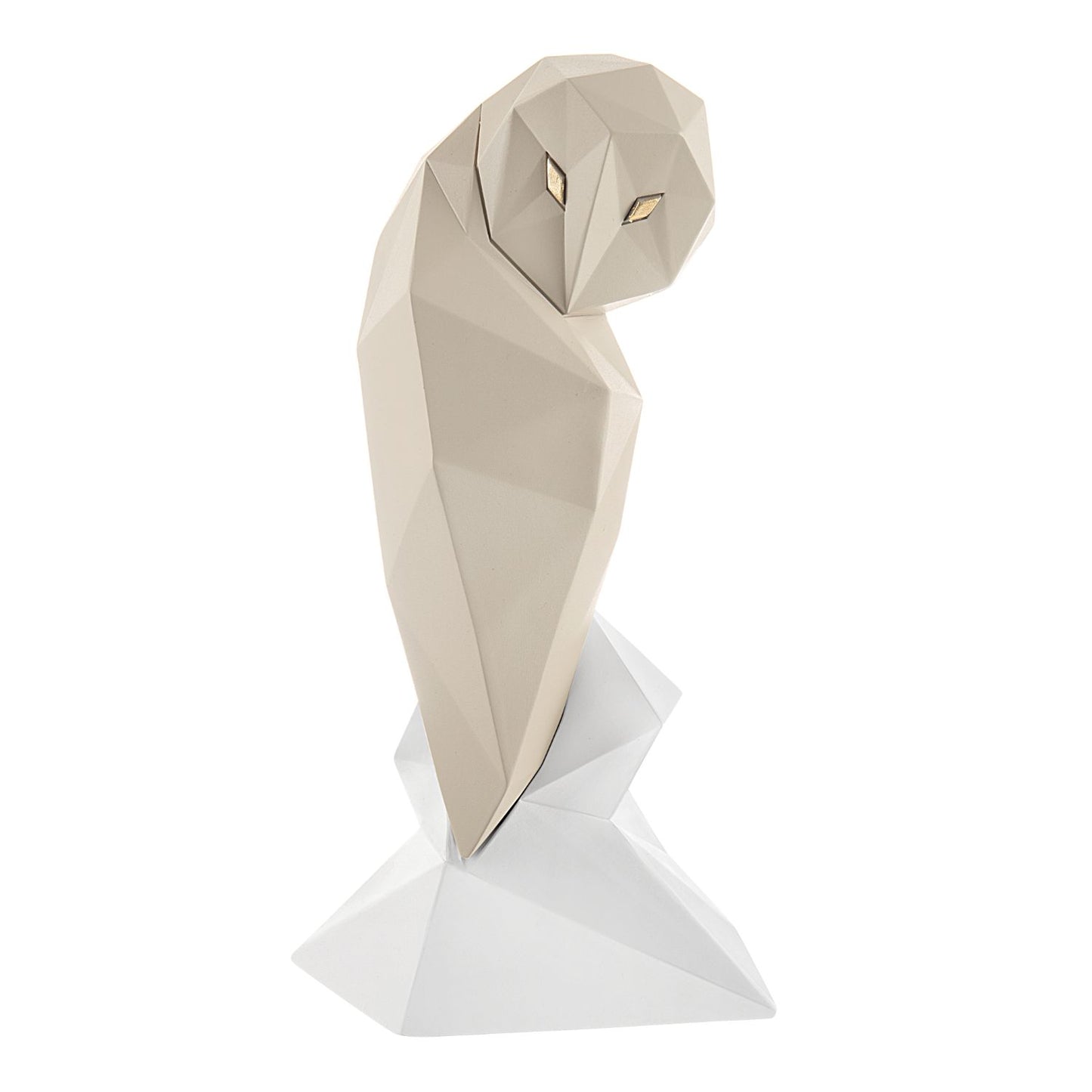 BONGELLI PREZIOSI Figura Statua Moderna Gufo Stilizzato 29cm Nocciola Marmorino
