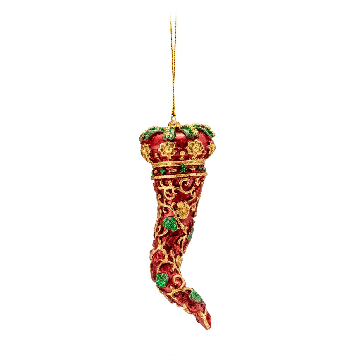 PALAIS ROYAL Addobbo Natalizio Cornetto Portafortuna 15cm Rosso Resina