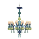 LLADRO' Chandelier Belle De Nuit 12 Luci Verde 100x65cm Porcellana
