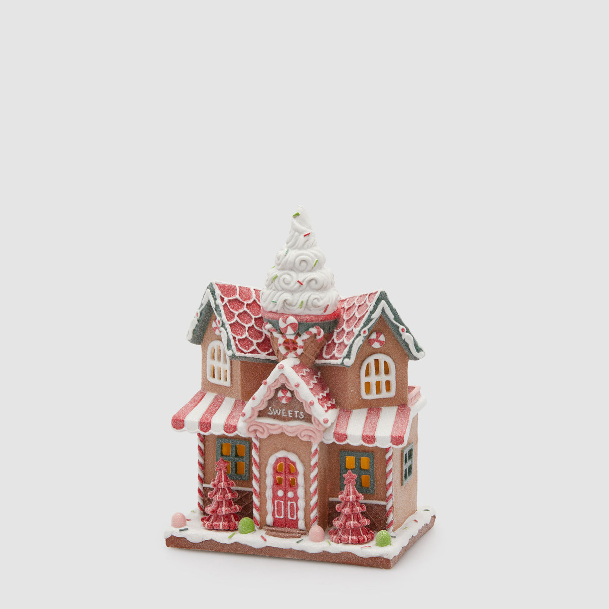 EDG Enzo De Gasperi Decorazione Natalizia Casetta di Marzapane con LED 28,5x21cm Poliresina