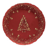 EASY LIFE Piatto Natalizio Rosso con Decoro Oro 33cm Vetro