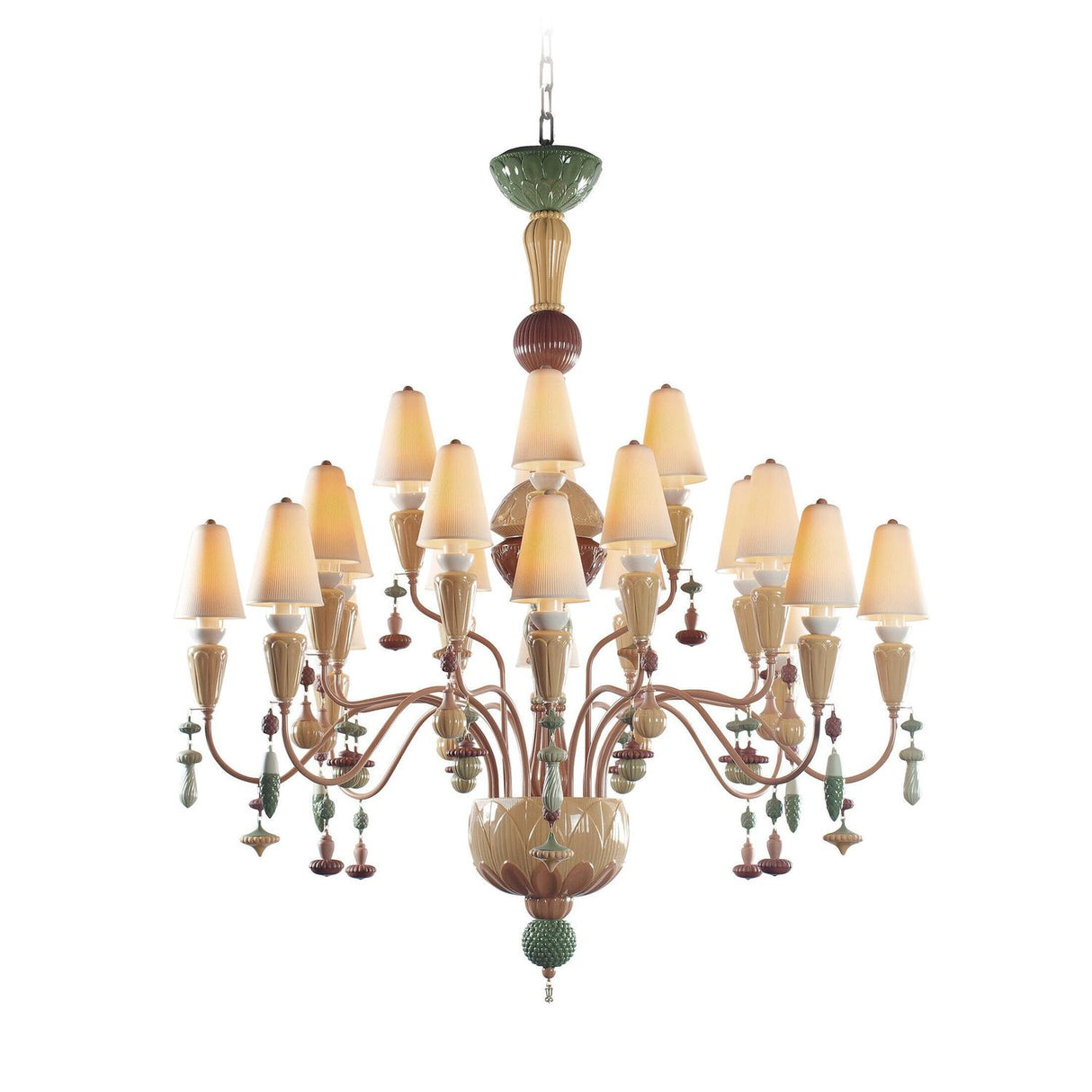 LLADRO' Chandelier Ivy e Seed 20 Luci Medio Spezie 138x115cm Porcellana