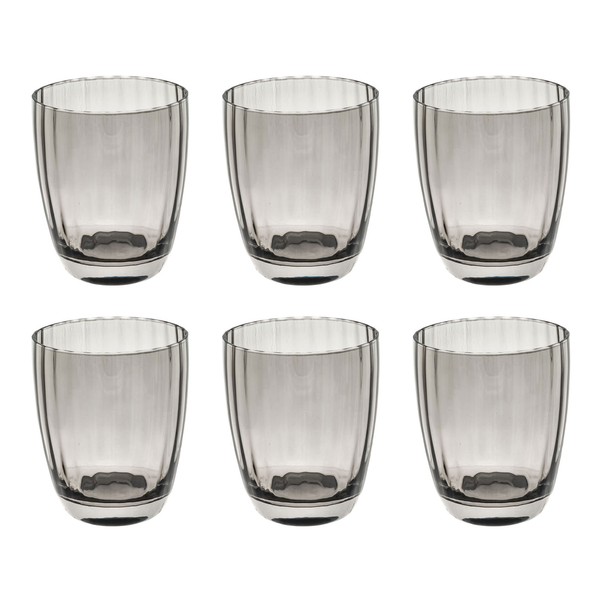 ROSE & TULIPANI Prismia Bicchiere Acqua Set 6 Pezzi 310ml Grigio Pasta di Vetro