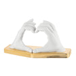 BONGELLI PREZIOSI Scultura Moderna Mani Cuore 22x12cm Base Oro Marmorino