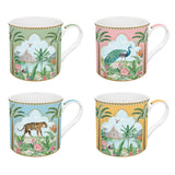 EASY LIFE Paradise Sauvage Set 4 Pezzi Tazze Mug 300ml Porcellana