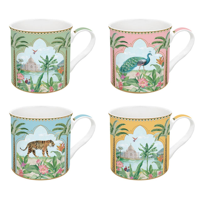 EASY LIFE Paradise Sauvage Set 4 Pezzi Tazze Mug 300ml Porcellana
