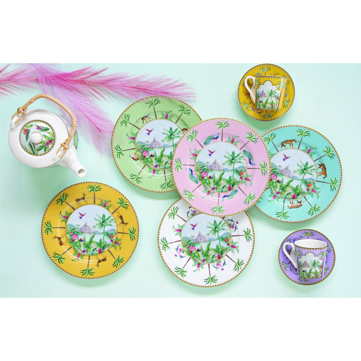 EASY LIFE Paradise Sauvage Set 2 Pieces Tea Cups with Saucer 240ml Porcelain