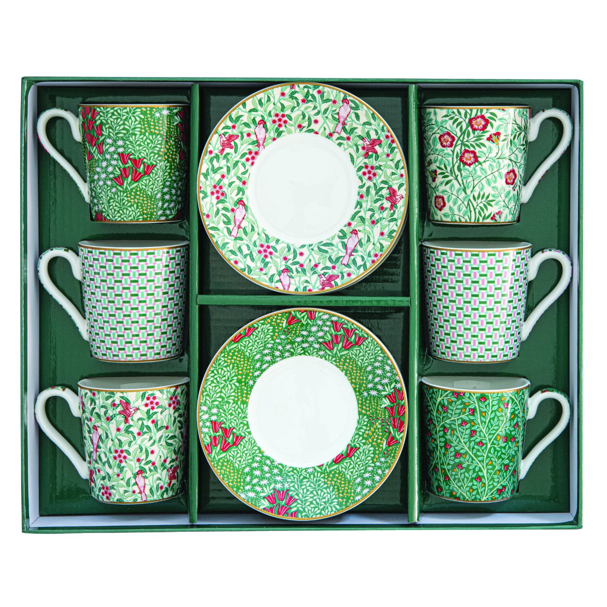 EASY LIFE Floral Fantasy Set 6 Pezzi Tazzine Caffè Espresso con Piattino 100ml Porcellana