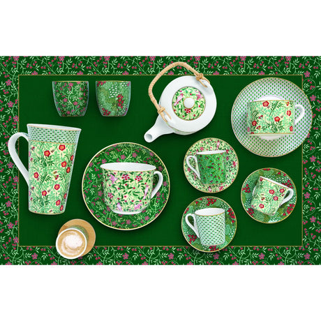 EASY LIFE Floral Fantasy Set 4 Pezzi Bicchierini Caffè con Piattini in Bamboo 110ml Porcllana
