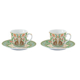 EASY LIFE Jungle Vibes Set 2 Pezzi Tazzine Caffè Espresso con Piattino 80ml Porcellana