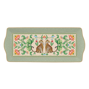 Vassoio Jungle Vibes Easy Life in porcellana con decoro leopardo 35x15 cm