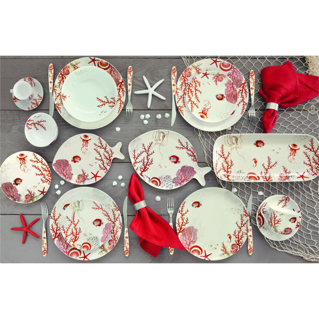 EASY LIFE Coral Reef Plate Tray 27x19cm Porcelain