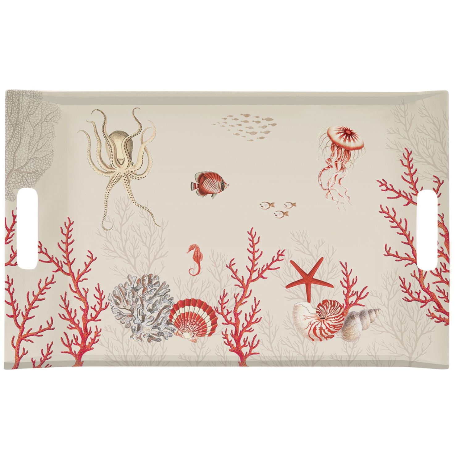 EASY LIFE Coral Reef Vassoio con Manici 54x35cm Melamina