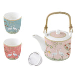 EASY LIFE Jardin De Reves Teiera 600ml con 2 Bicchierini Tazze The in Porcellana