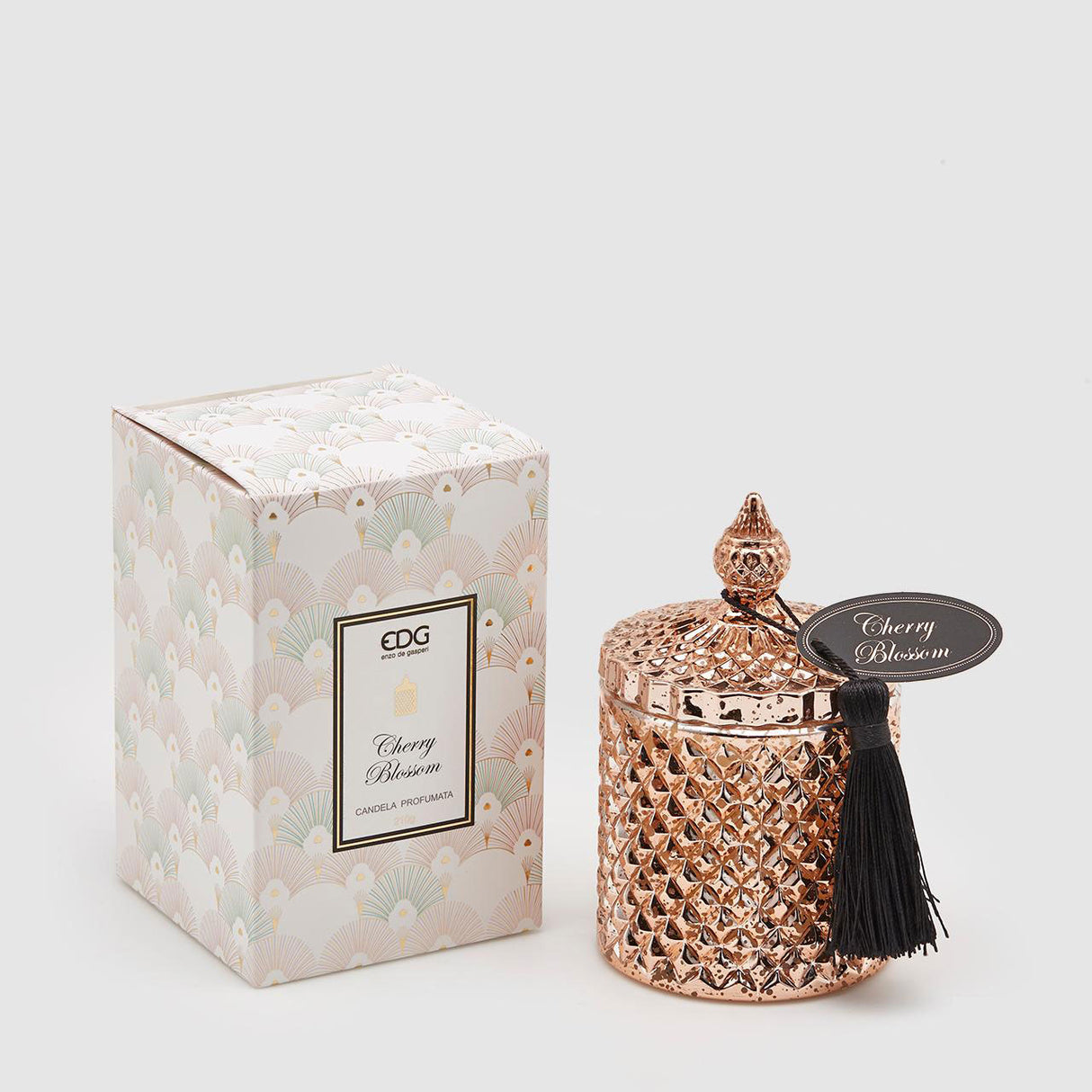 EDG Candela Profumata Cherry Blossom in Barattolo Vetro con Nappa 8xH14cm