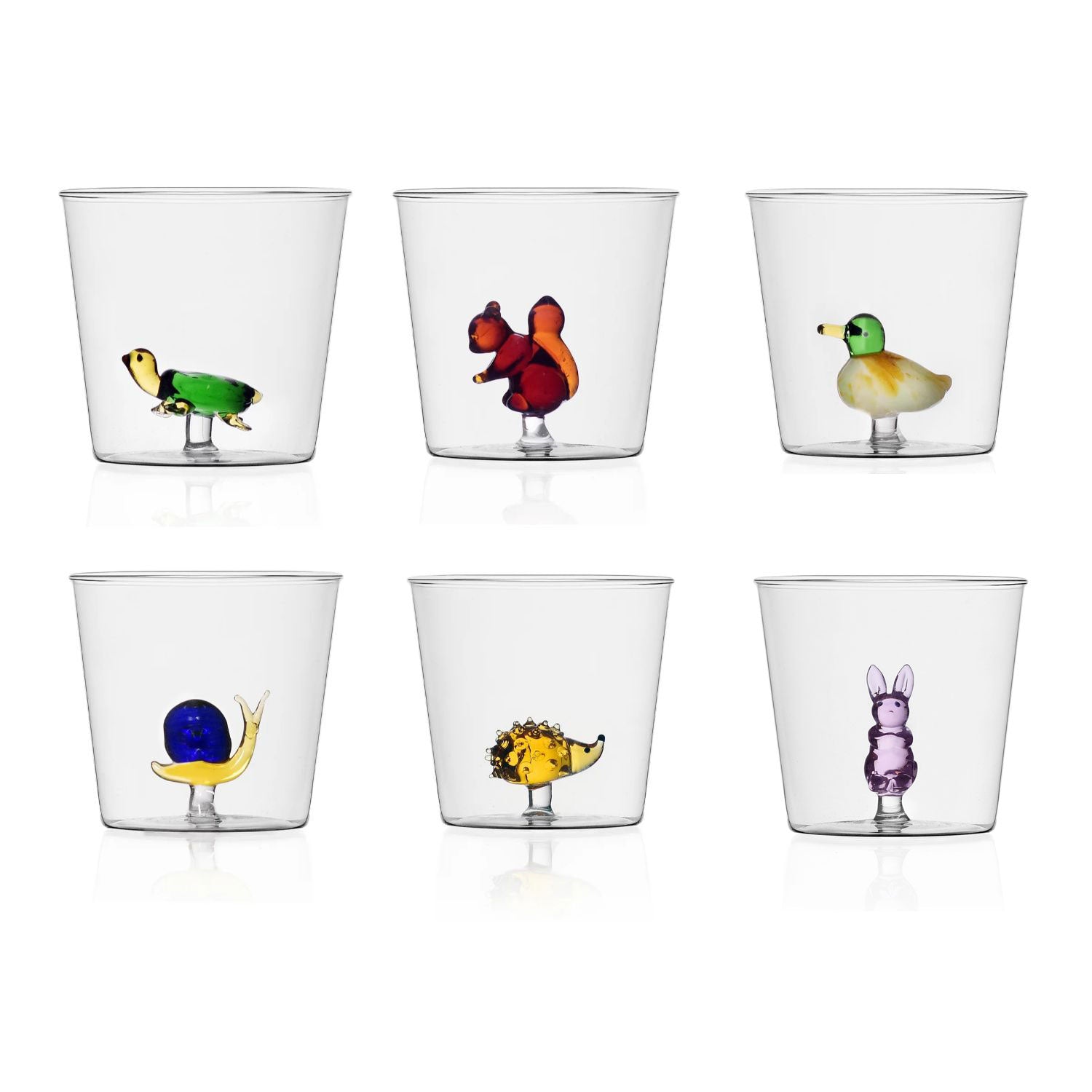 ICHENDORF Animal Farm Set 6 Pezzi Tumbler Bicchieri 8,5cm 350ml Vetro Borosilicato