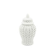 ABHIKA Vaso Ming Cross Potiche Orientale 38cm Bianco Ceramica