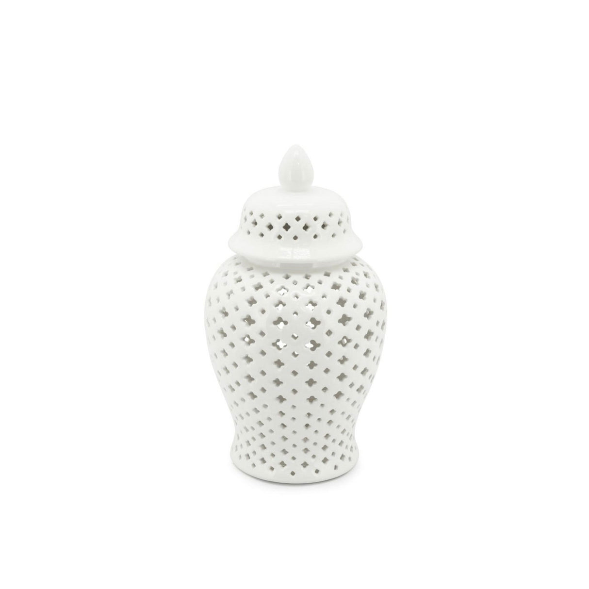 ABHIKA Vaso Ming Cross Potiche Orientale 38cm Bianco Ceramica