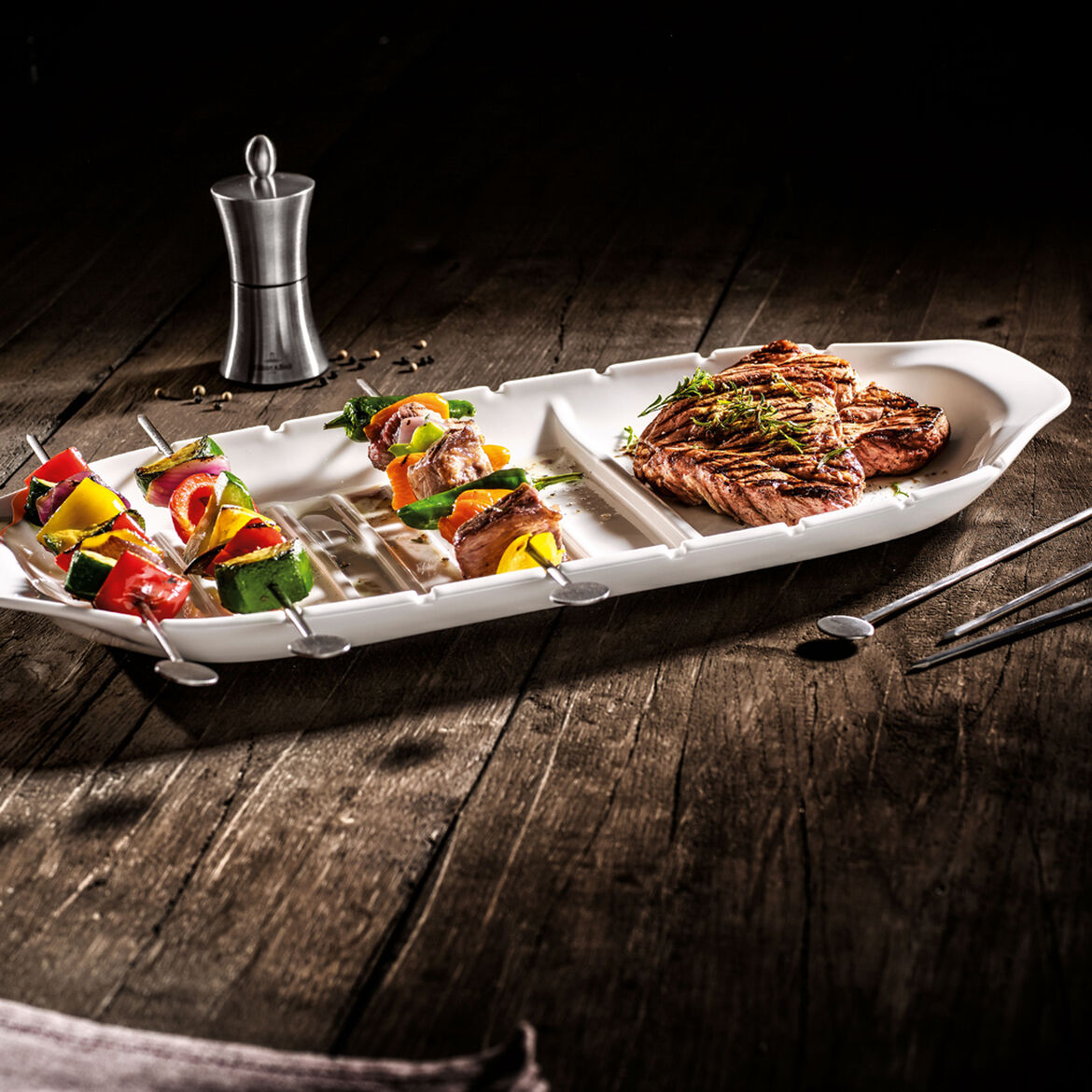 VILLEROY & BOCH BBQ Passion Piatto a Servire Vassoio per Spiedini XL 52x22cm