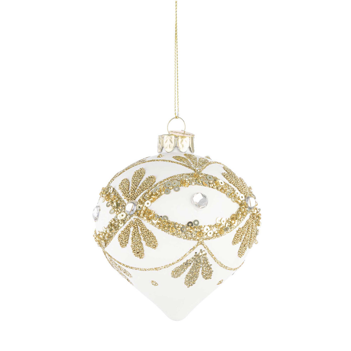 BIZZOTTO Trottola Addobbo di Natale Garish Bianco 10cm Vetro