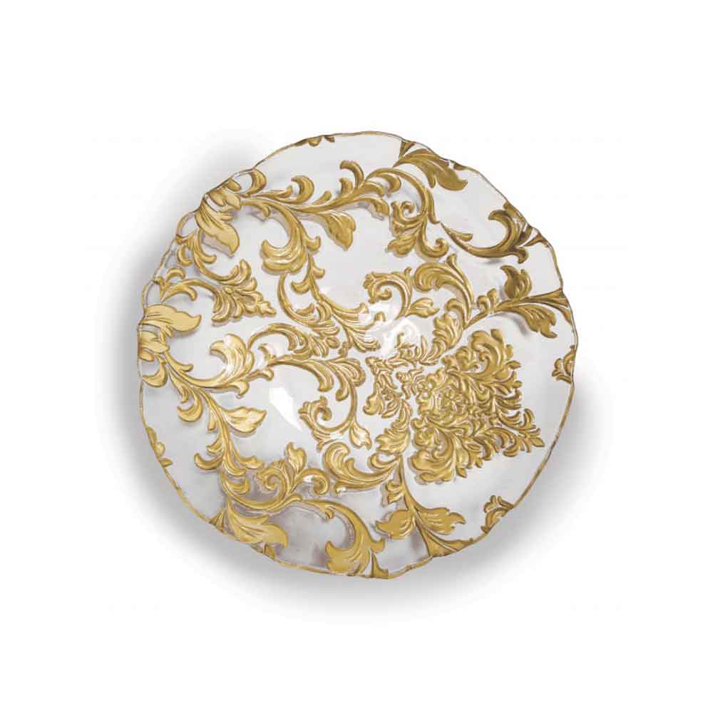 BRANDANI Ciotola Coppa Centrotavola Damasco Gold Oro 21cm Vetro