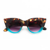 OKKIA Claudia Occhiali da Sole Donna Big Cat Eye Avana Blu