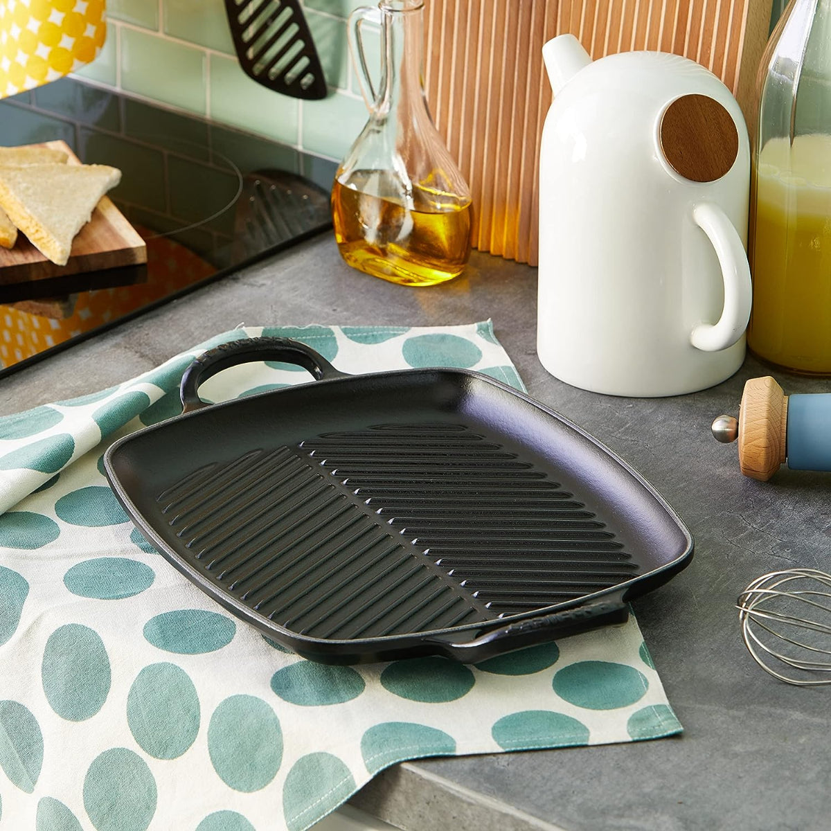 LE CREUSET Grill Griglia Rettangolare Evolution 30x27cm Ghisa Vetrificata Nero