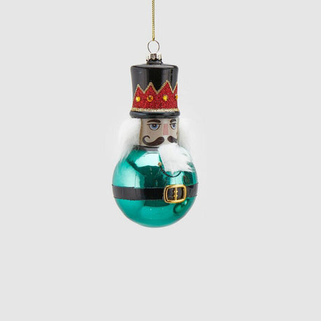 EDG Enzo De Gasperi Sfera Palla Pallina di Natale in Vetro Schiaccianoci 15cm Verde