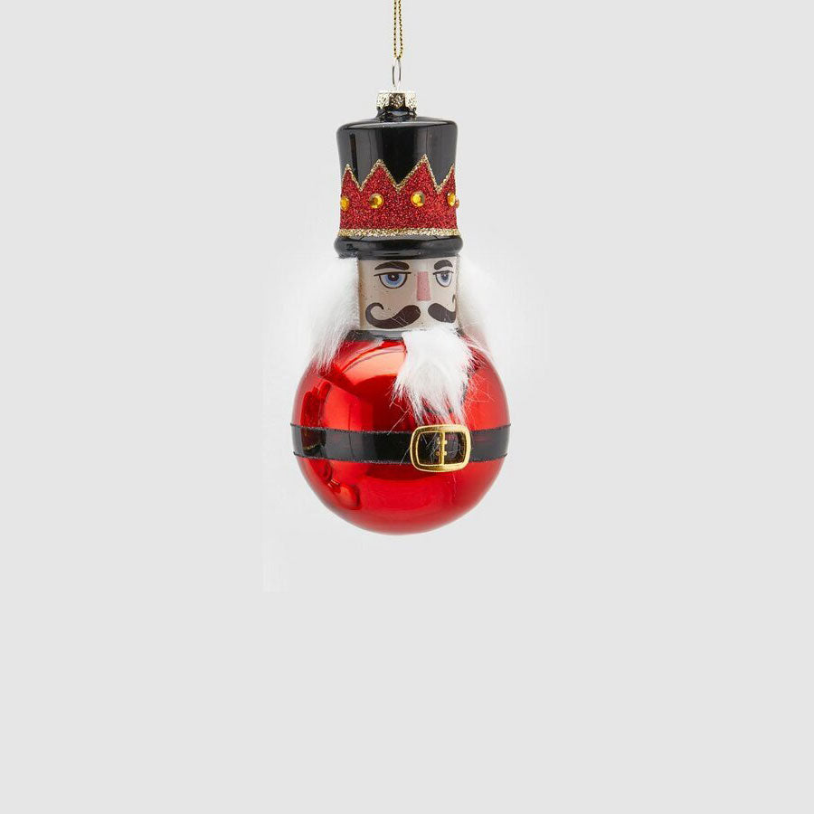 EDG Enzo De Gasperi Sfera Palla Pallina di Natale in Vetro Schiaccianoci 15cm Rosso