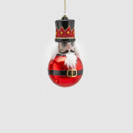 EDG Enzo De Gasperi Sfera Palla Pallina di Natale in Vetro Schiaccianoci 15cm Rosso