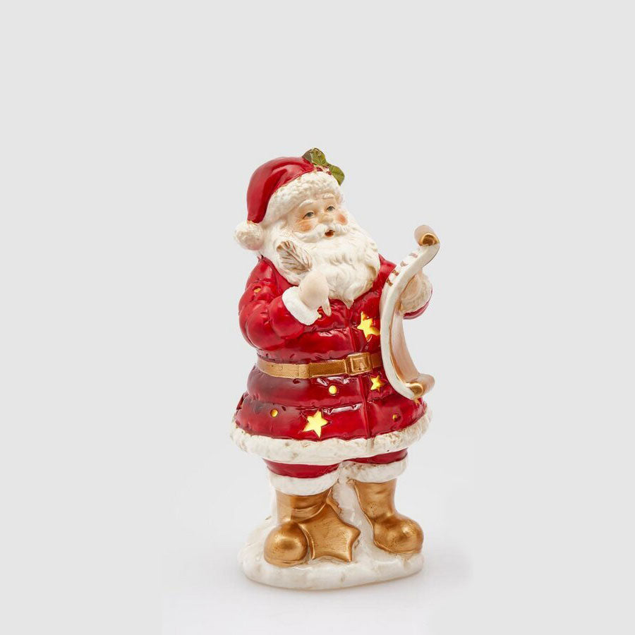 EDG Enzo De Gasperi Decorazione Natalizia Babbo Natale con Lista 18cm Ceramica