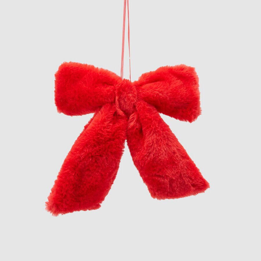 EDG Enzo De Gasperi Addobbo Decorazione Natalizia Fiocco Rosso Peluche 20x25cm