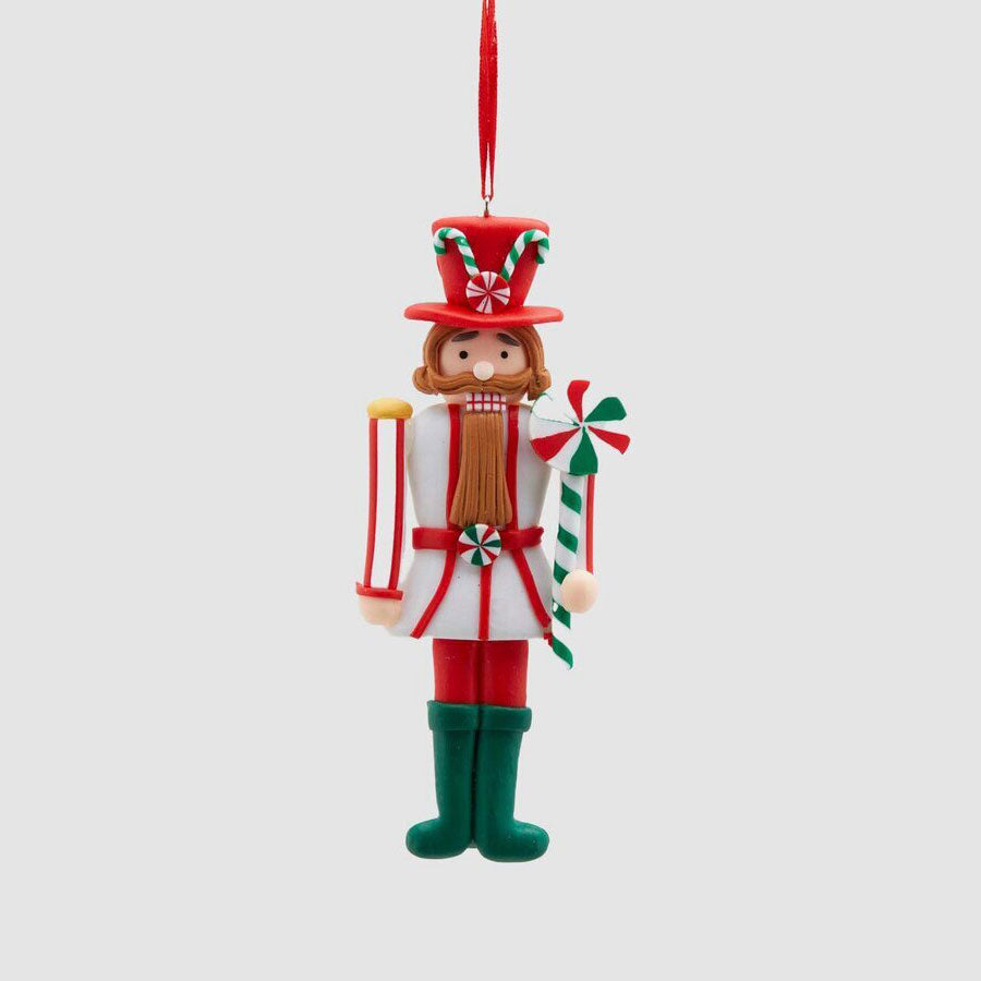 EDG Enzo De Gasperi Appendino Addobbo Albero di Natale 15cm Schiaccianoci Soldatino Bianco