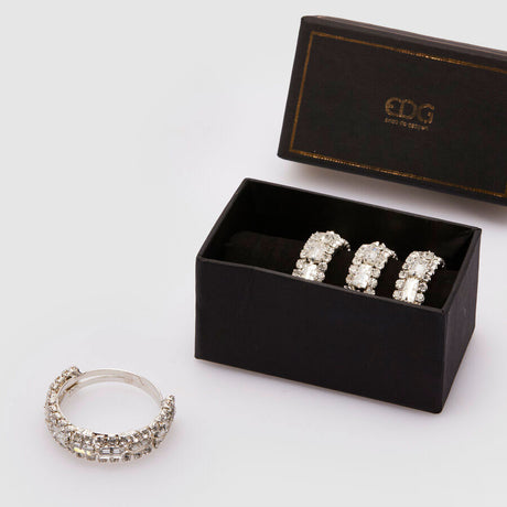 EDG Enzo De Gasperi Legatovaglioli con Brillanti Gemme Set 4 Pezzi Argento 4cm