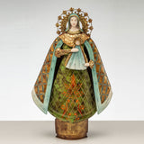 Statua Madonna con Bambino Noel in metallo decorato 58 cm