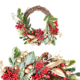 BIANCHI DINO Wreath Garland with Synthetic Berries 46cm Red Gold