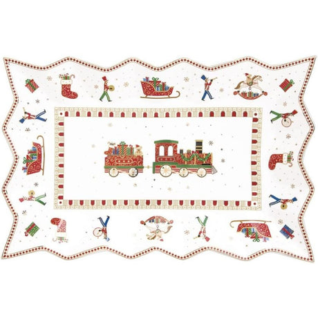 EASY LIFE Polar Express Piatto da Portata 35x23cm Porcellana Tavola di Natale