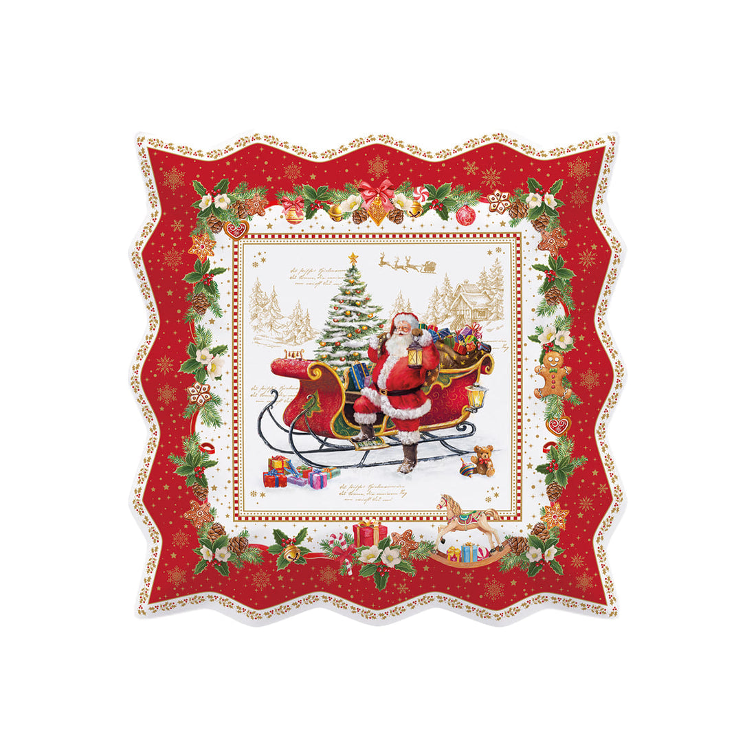 EASY LIFE Christmas Memories Piatto da Portata 30x30cm Porcellana Tavola di Natale