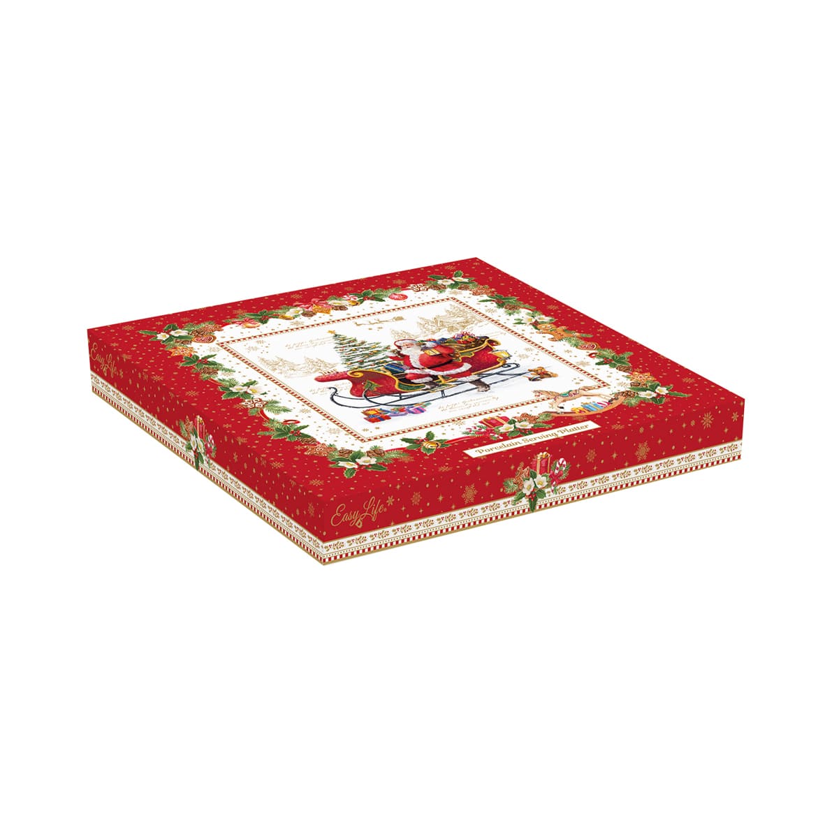 EASY LIFE Christmas Memories Piatto da Portata 30x30cm Porcellana Tavola di Natale