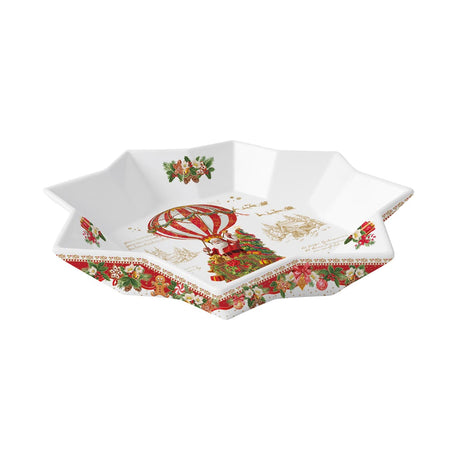 EASY LIFE Christmas Memories Vassoio Tondo 25cm Porcellana Tavola di Natale
