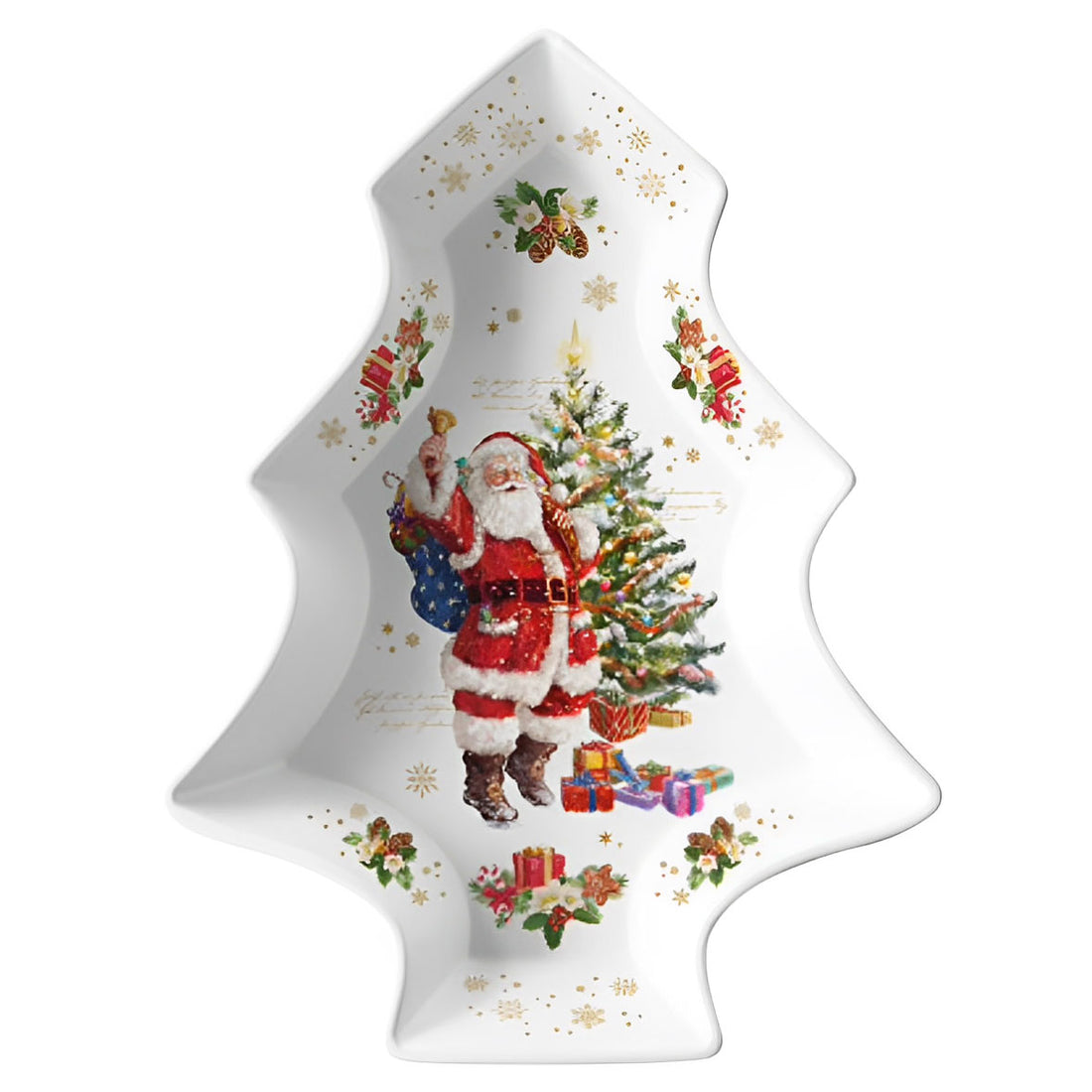 EASY LIFE Christmas Memories Piatto Forma Abete di Natale 28,5x21,5cm Porcellana Tavola di Natale
